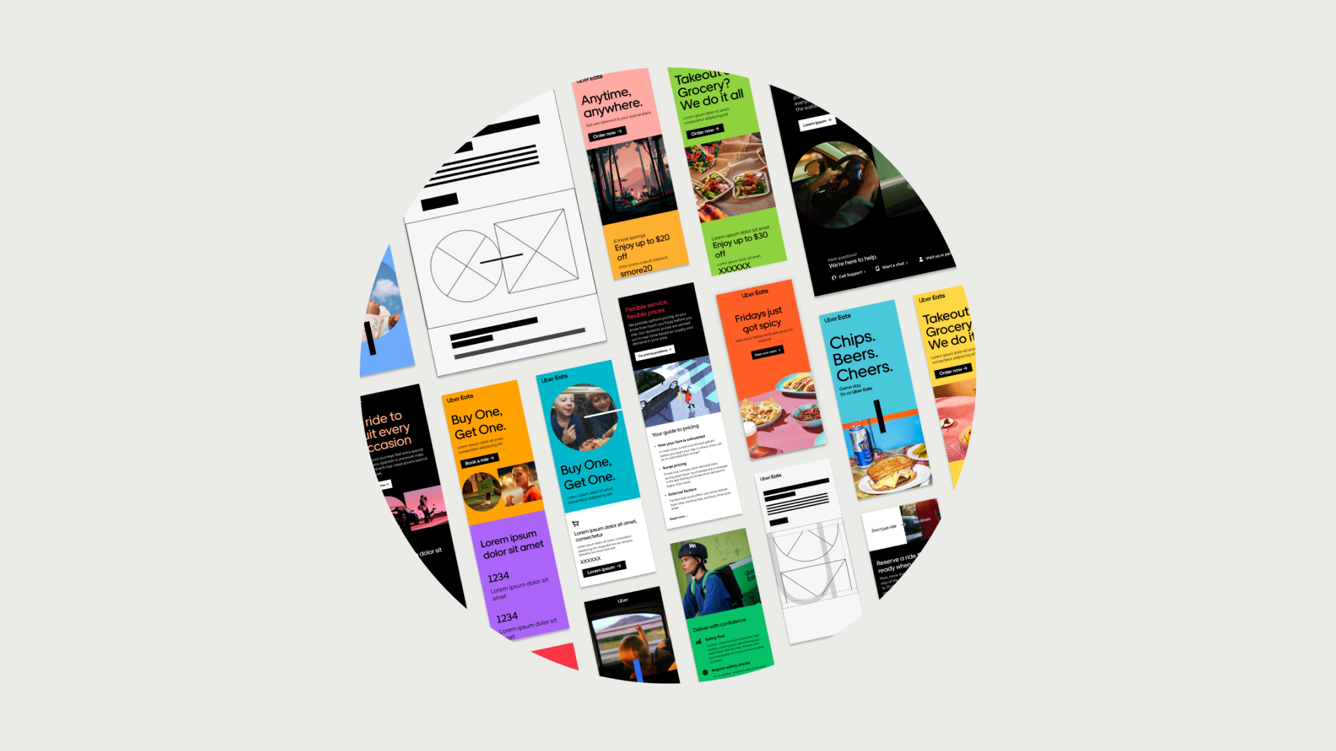 Email modules showing applied color framework