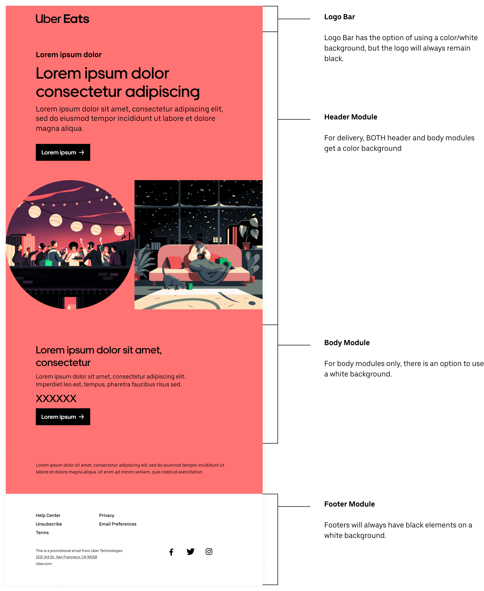Delivery email module color variance